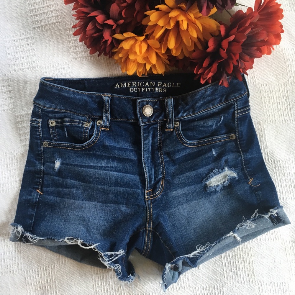 AE super stretch cut off denim shorts hi-rise 4